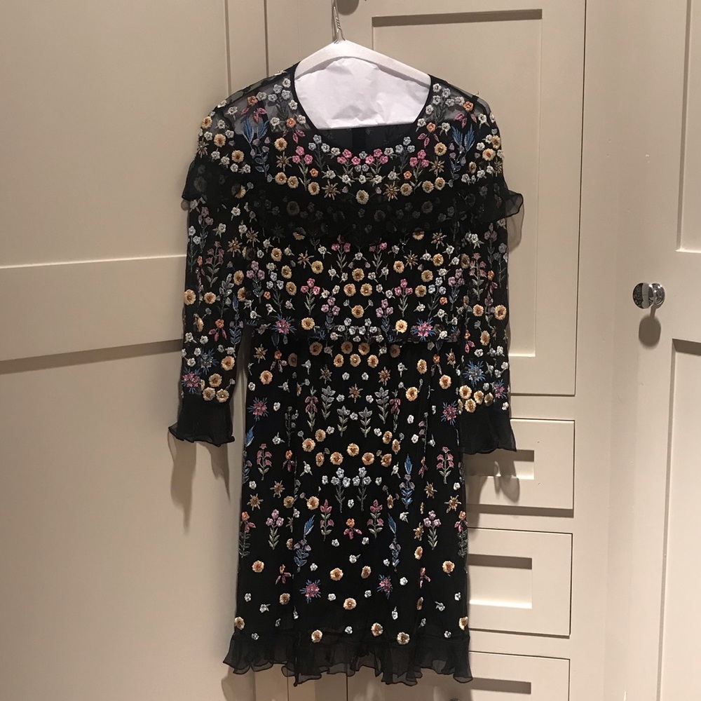 Needle & Thread: black embroidered cocktail dress